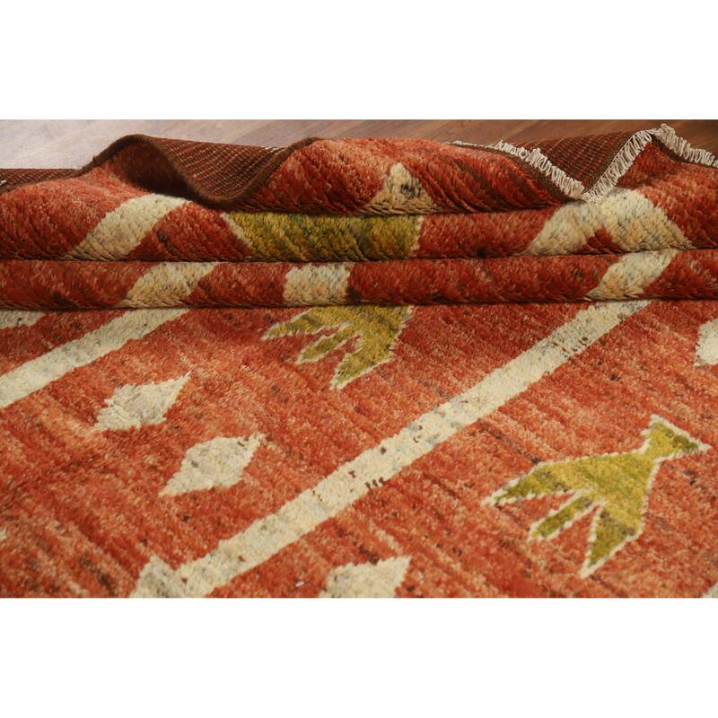 Orange Moroccan Oriental Area Rug Handmade Bedroom Wool Carpet - 6'8" x 9'11"