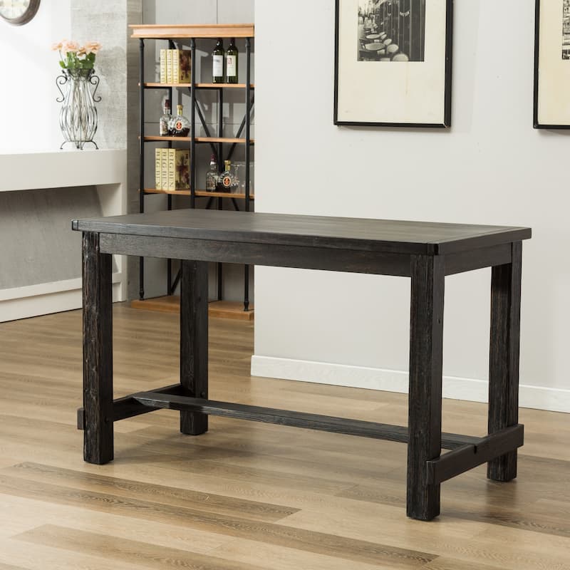Roundhill Furniture Lotusville 7-pc. Counter-height Black Wood Dining Set