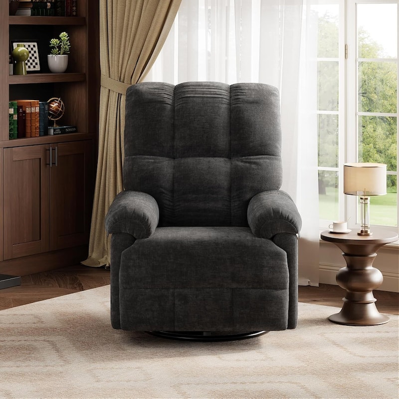 Upholstered Reclining 360°Swivel Rocker Sofa Chair for Living Room, Bedroom - Black