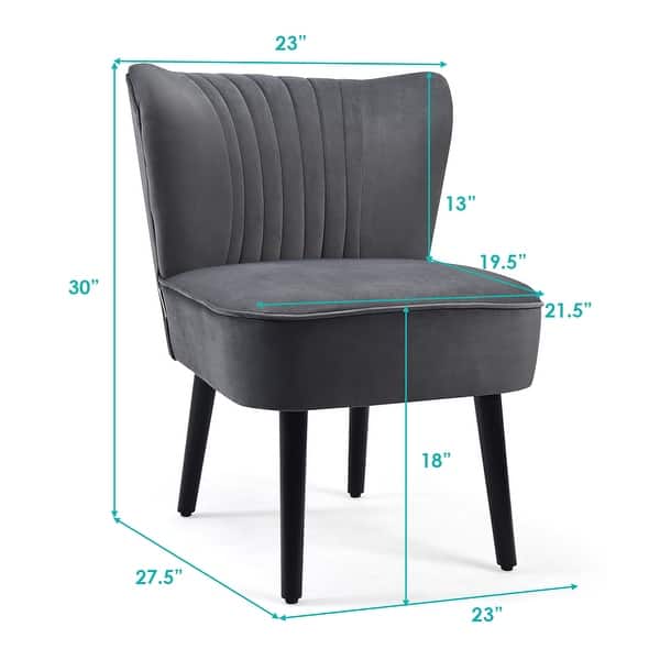 dimension image slide 0 of 3, Costway Set of 2 Armless Accent Chair Upholstered Leisure Chair Single - 23'' x 27.5'' x 30''