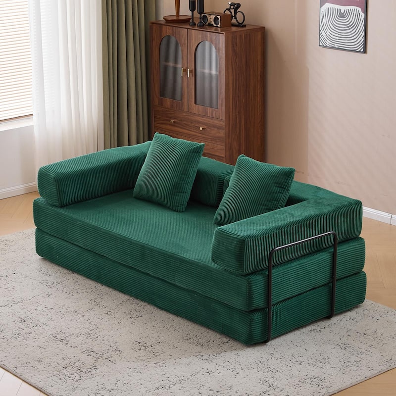 Floor Couch,Compression Sofa,Convertible Floor Sofa Bed-with Pillow Back Support Armrest,Comfy Futon Couch Lounge Sleeper Bed