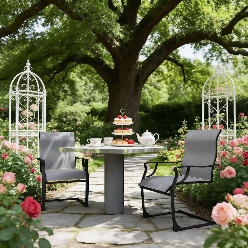 GDFStudio - Nielsen Outdoor Patio Dining Chairs with Supportive Micro-Swing Comfort Set