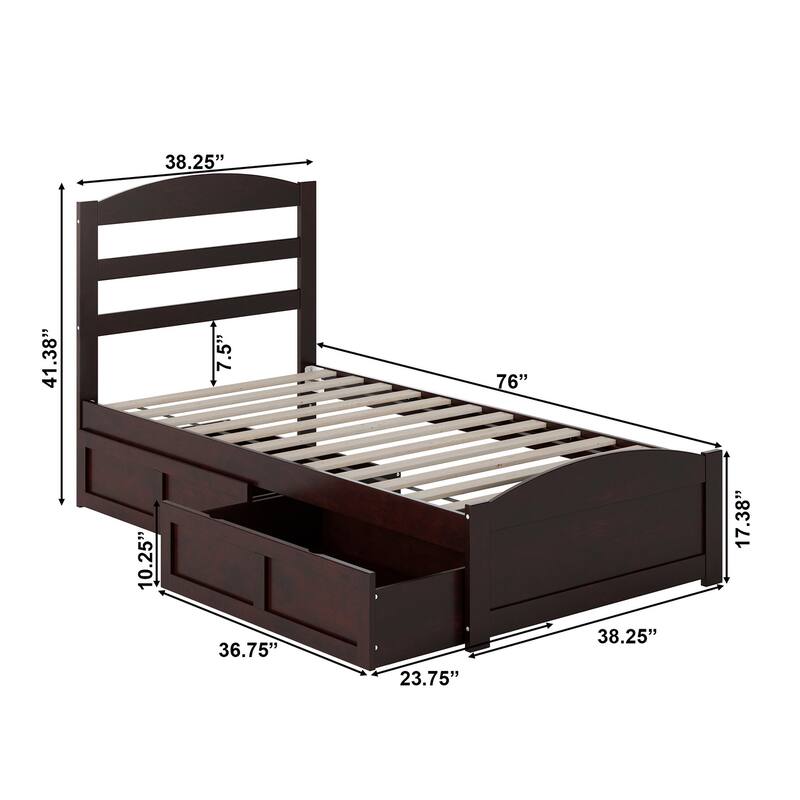 Warren Platform Bed with Footboard and 2 Storage Drawers