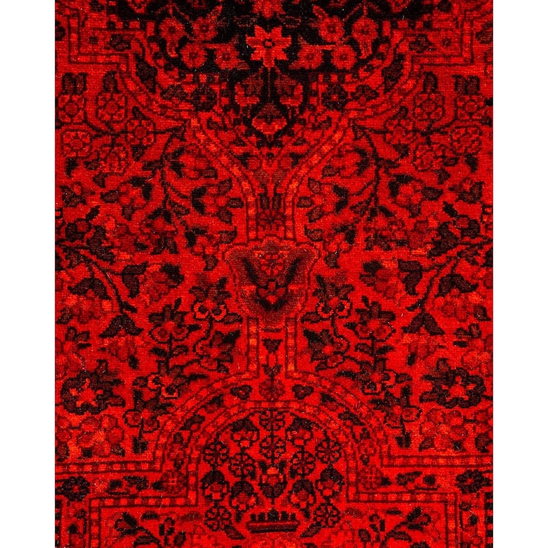 Overton Hand Knotted Wool Vintage Inspired Modern Contemporary Overdyed Orange Area Rug - 3' 2" x 5' 2"