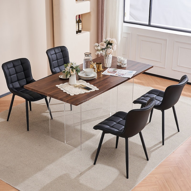 Modern Kitchen Dining Chairs, PU Leather Upholstered, Set of 2