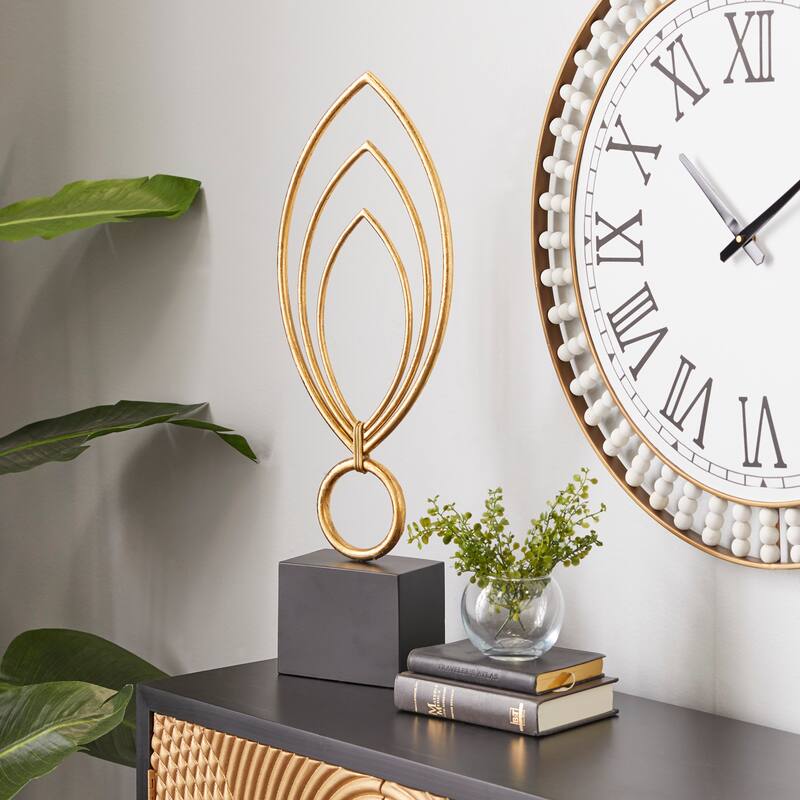 CosmoLiving by Cosmopolitan Gold Metal Abstract Decorative Sculpture with Black Base - 8 x 4 x 24