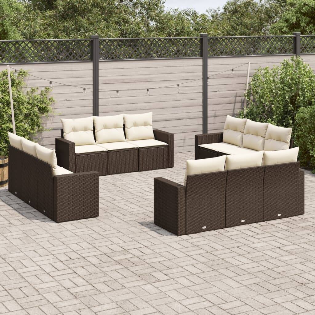 vidaXL Garden Sofa Set Brown - 24.4 x 25.8 x 27.2
