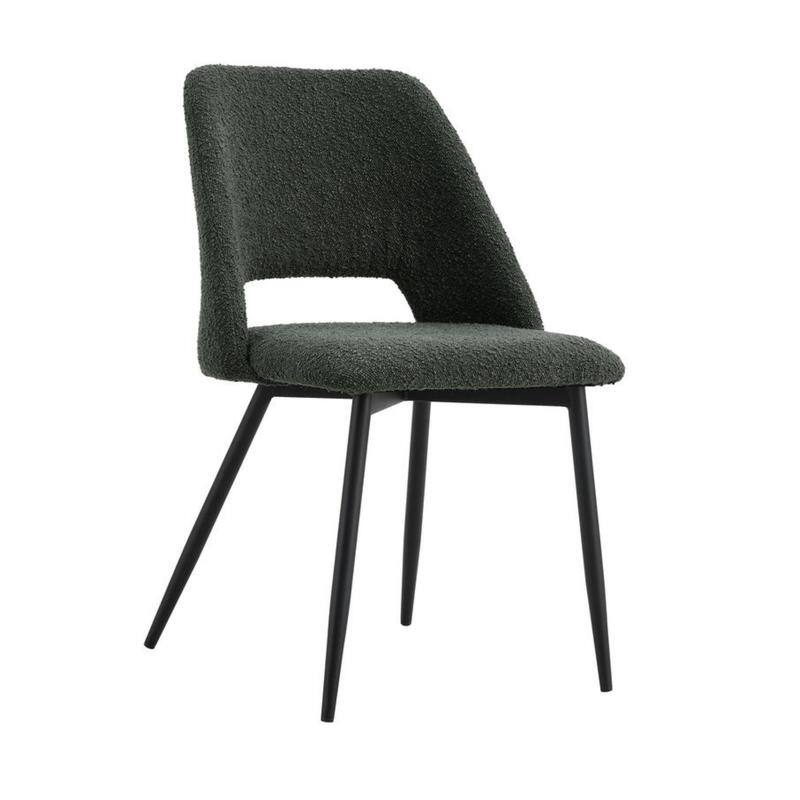 Boucle Upholstered Bella Dining Chairs (Set of 2) - Black
