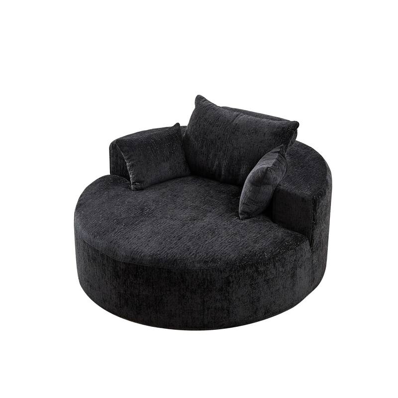 55in Wide Chenille Sponge Single Sofa Fluffy Modern Sleeper Chair