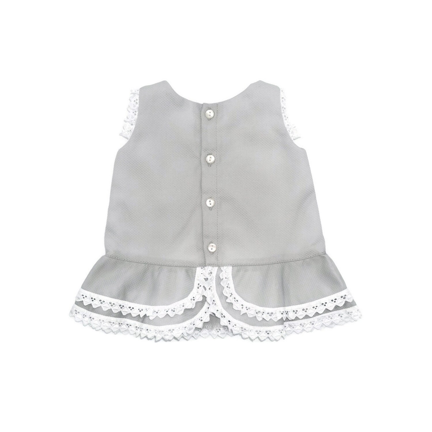 Shop Coquelicot Baby Girls Gray Oporto Pique Embroidered Trim