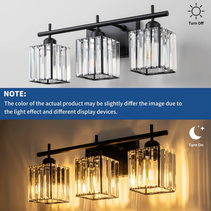 Starsky 3/4-Light Modern Dimmable Bathroom Crystal Vanity Light Wall Sconces with Crystal Shade