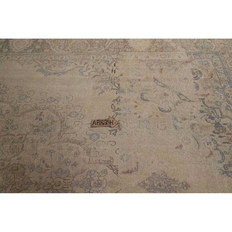 Medallion Tabriz Persian Vintage Rug Hand-Knotted Wool Carpet - 9'9" x 12'8"