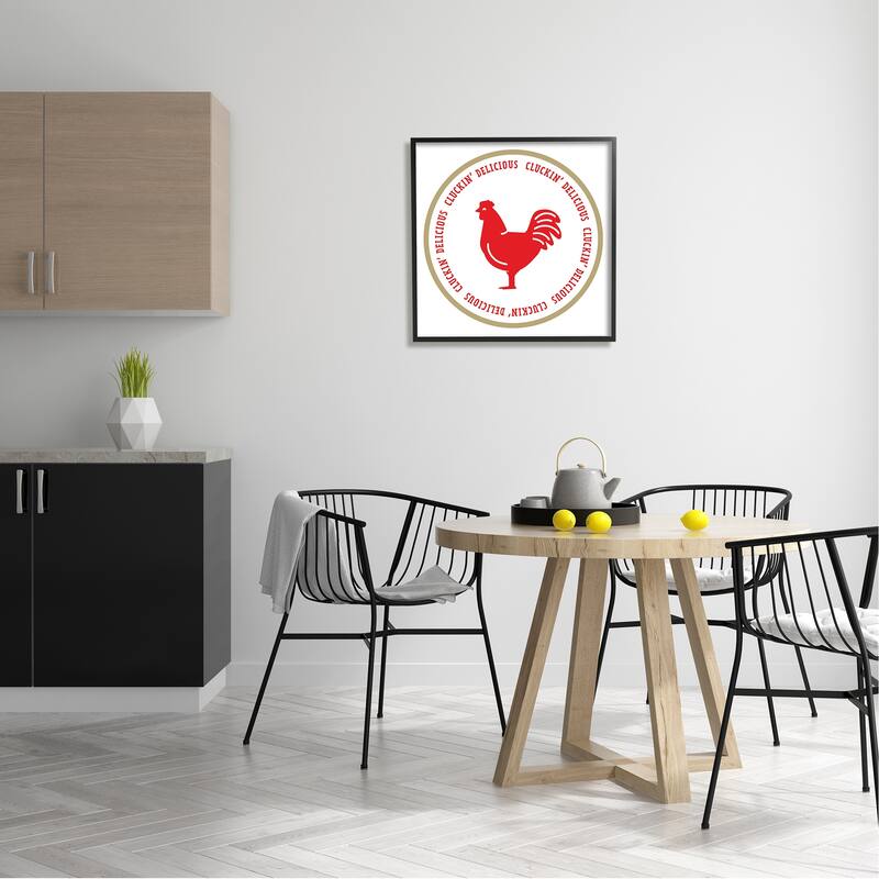 Stupell Cluckin' Delicious Phrase Framed Giclee Art Design by Emily Dumas
