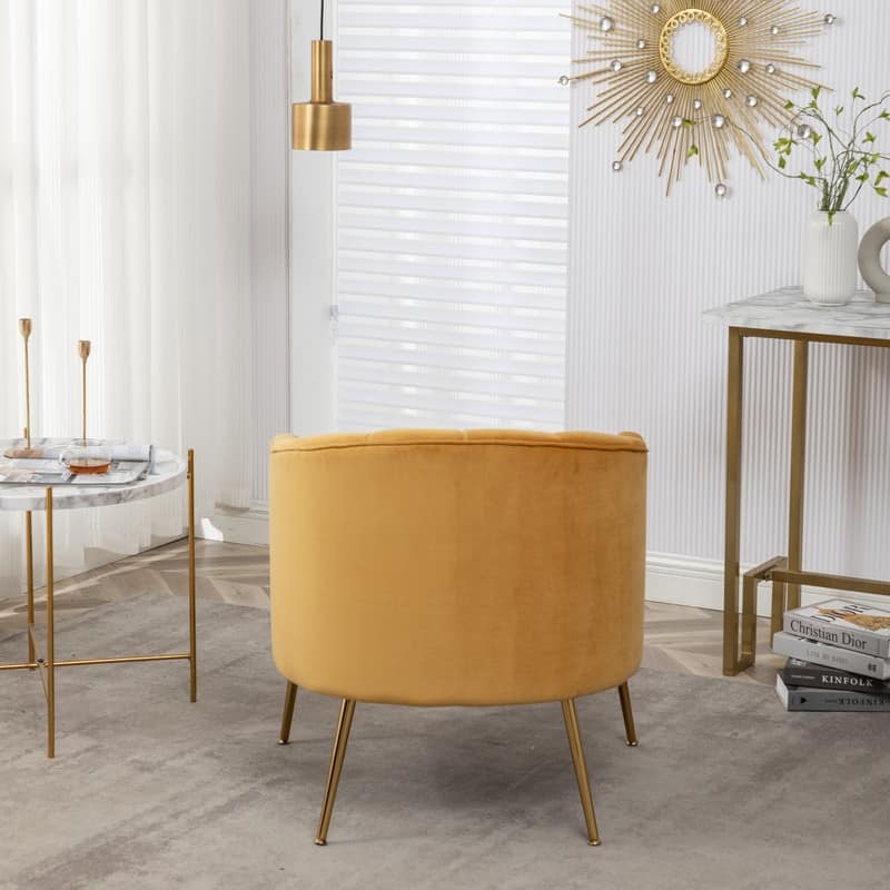 SEYNAR Modern Glam Velvet Accent Vanity Chair with Golden Metal Legs for Living Room
