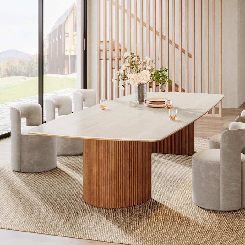 Large Dining Table with Double Pedestal for Dining Room