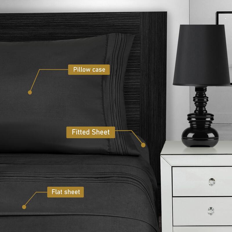 Superior Embroidered Microfiber Deep Pocket Bed Sheet Set