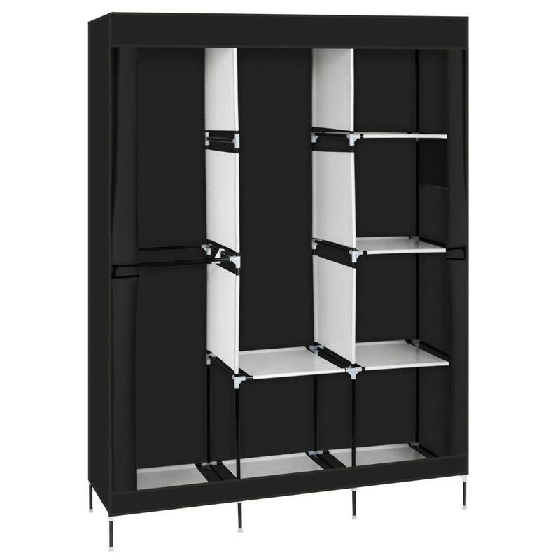 8 Shelves Wardrobe Armoire Closet,Clothes Storage Rack,Black - Black