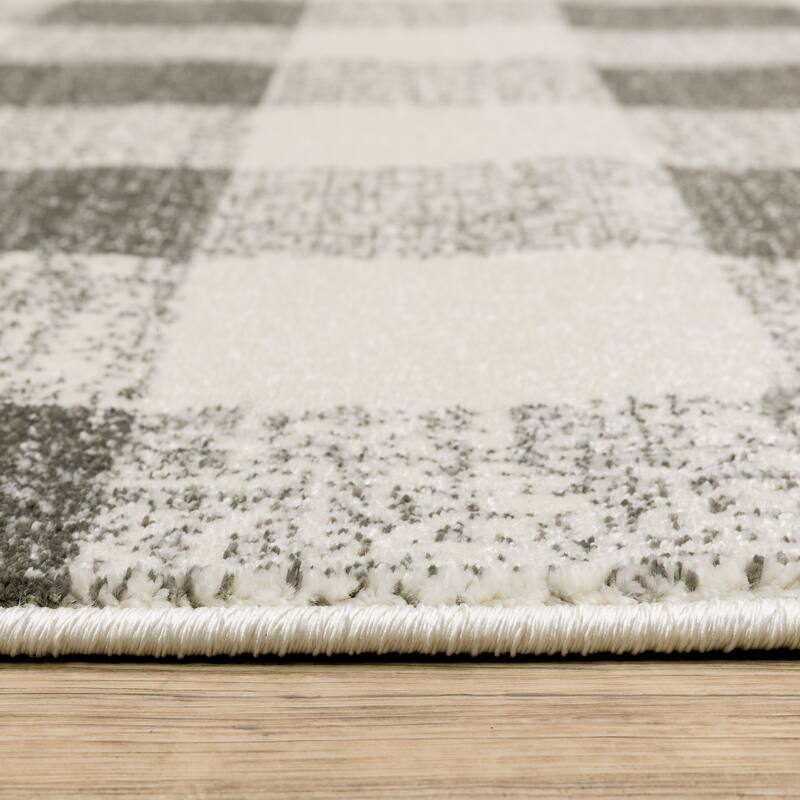 Arwen Distressed Gingham Plaid Area Rug