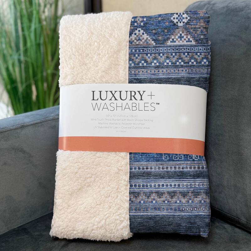 Premium Machine Washable Boho Moroccan Sherpa Throw Blanket