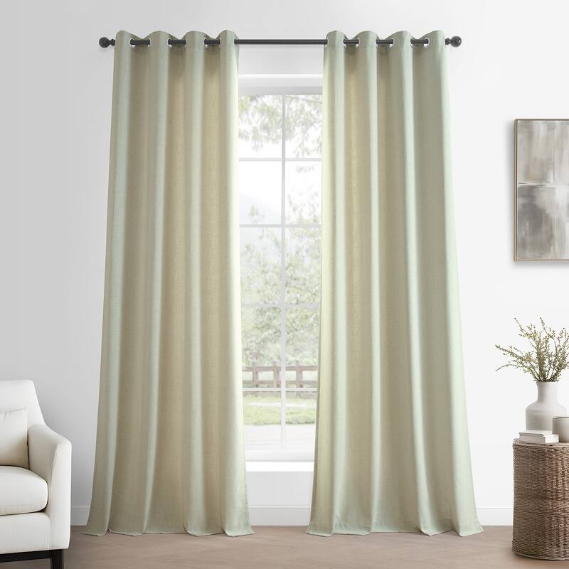 Exclusive Fabrics Basic Faux Linen Curtain Pair - 2 Panels - Light Filtering Grommet Curtains - 50 X 120 - Greige