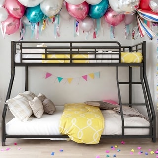 Modern Twin XL over Queen Metal Floor Bunk Bed,Sturdy Frame,For Bedroom
