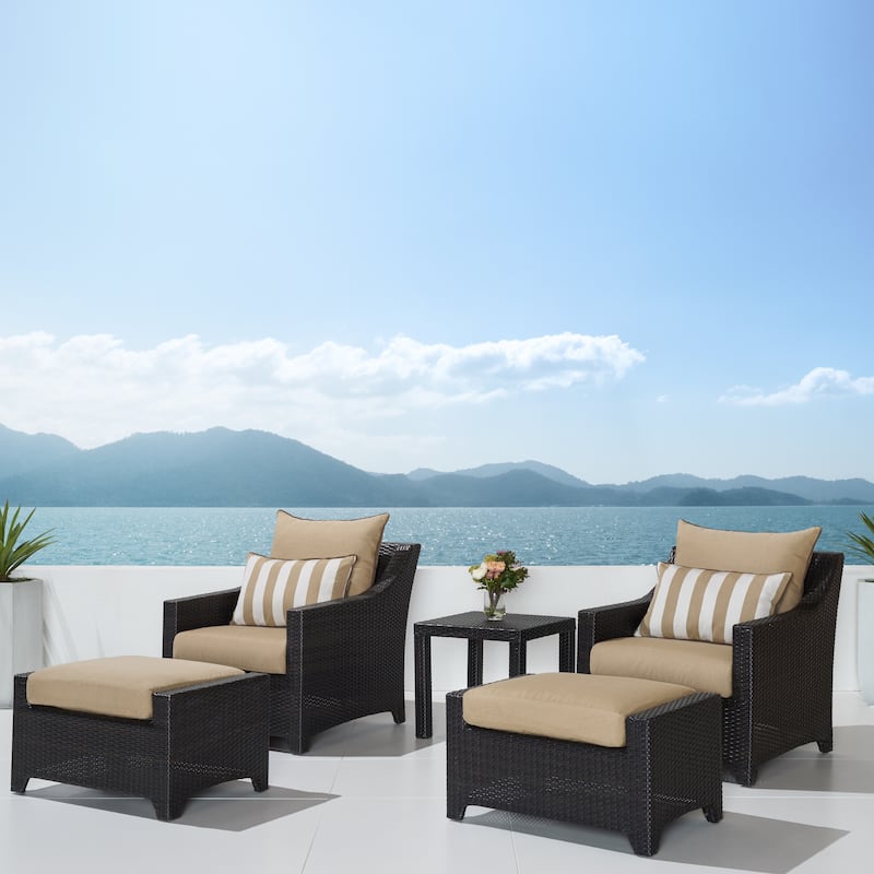 Deco 5 Piece Sunbrella Outdoor Patio Club Chair & Ottoman Set