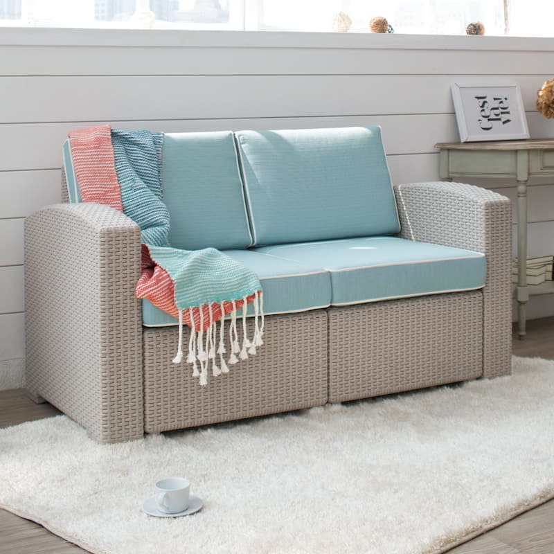 Magnolia Resin All-Weather Loveseat with Cushions - Grey
