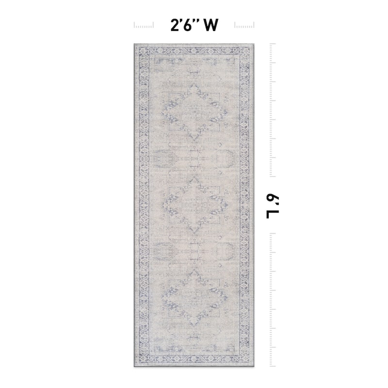 Beige Classic Washable Rug - Flat Pile, Non-Slip, Versatile for Any Room