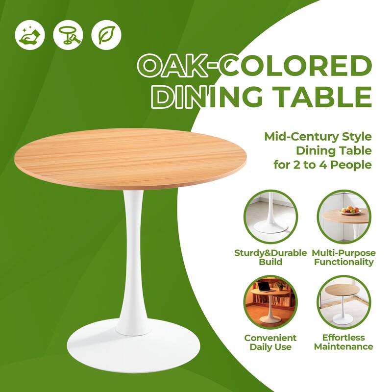 31.5" Mid-century Dining Table for 2-4 people With Round MDF Table Top, Pedestal Dining Table, Coffee Table