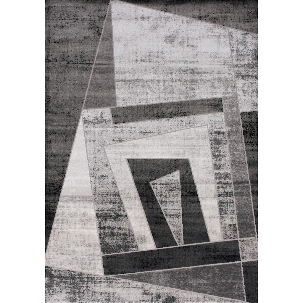 Chase Collection - Grey/Black Distressed Abstract Shapes Rug