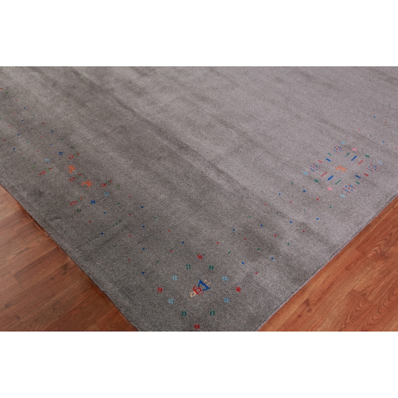 Modern Tribal Gabbeh Indian Rug Hand-Knotted Wool Carpet - 9'3" x 12'6"