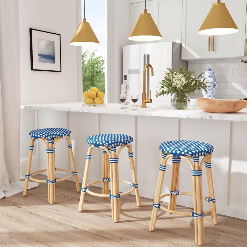 Tobias 24" Rattan Round Counter Stool