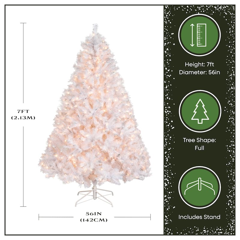 National Tree Company Winchester White Pine Tree with Silver Glitter and Clear Lights, 7 feet - 7 Foot