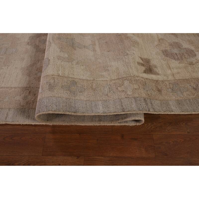 Gray Oushak Vegetable Dye Large Area Rug Handmade Wool Carpet - 10'4" x 13'10"