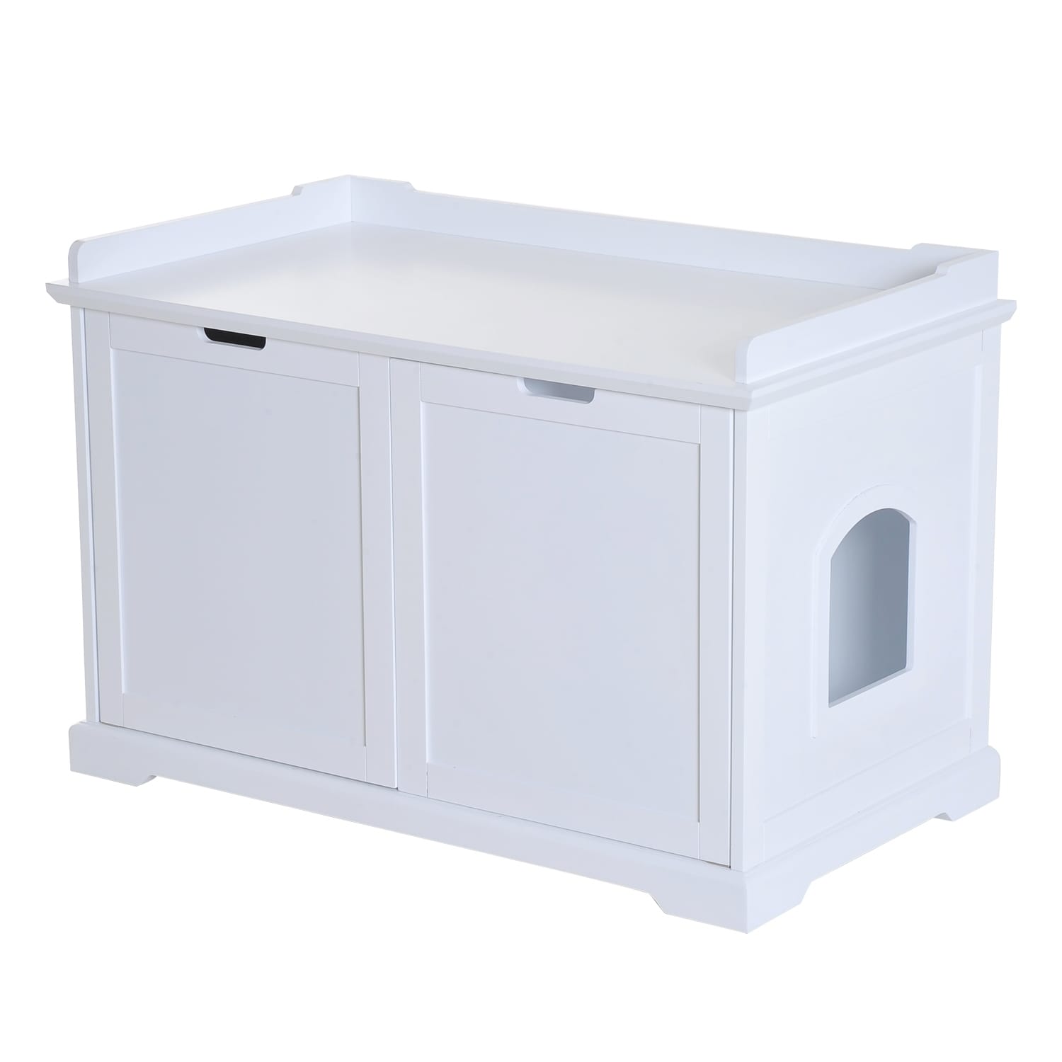 Shop Pawhut 37 5 Wooden Covered Mess Free Cat Litter Box End