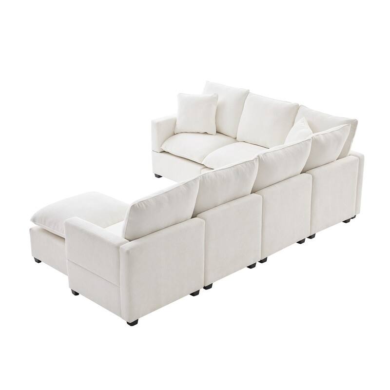 Modern Chenille Multi-Seat Sectional Sofa