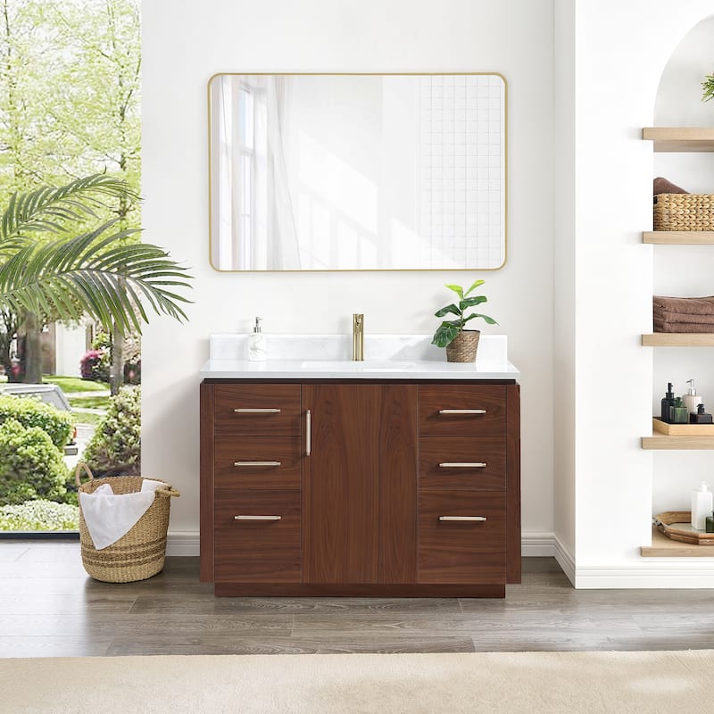 San Single Bath Vanity with Composite Stone Top without Mirror