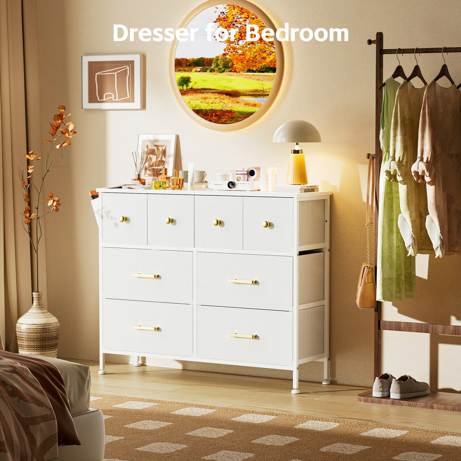 slim fit dress slacks Soho 5-Drawer Dresser, White/Natural