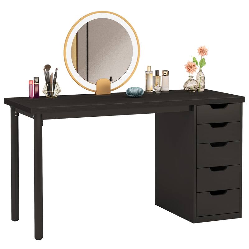 Modern Vanity Desk with 5 Reversible Drawers, Multiple Storage Makeup Desk, Christmas Gift for Home Use