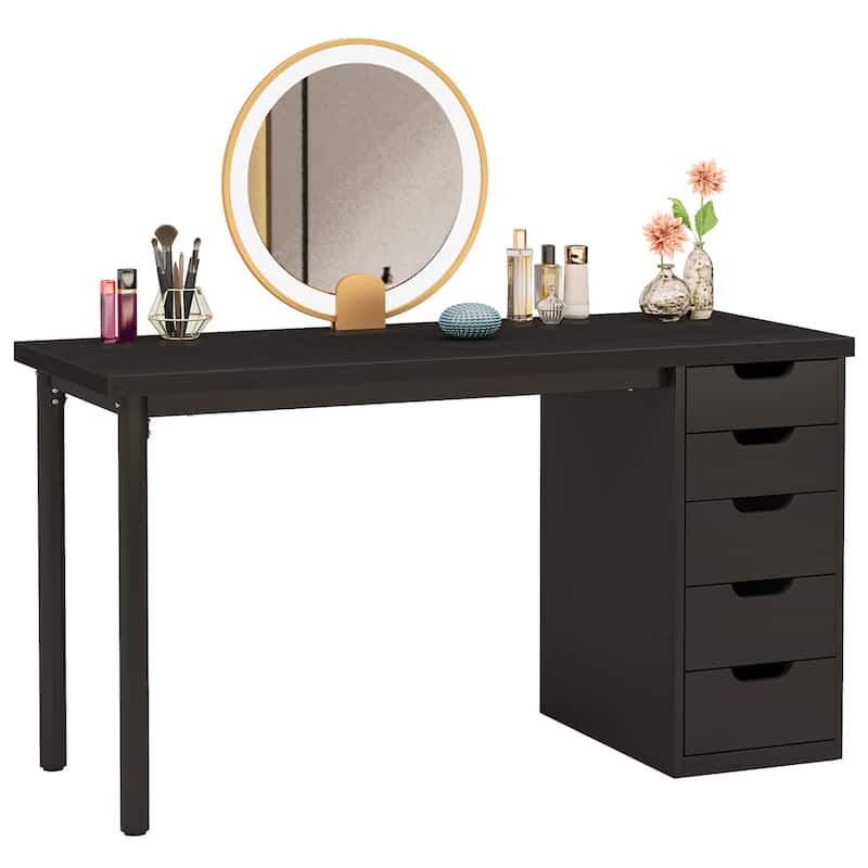 Vanity Desk with 5 Drawers, Modern Makeup Desk with Mulitple Storage, Gifts for Christmas