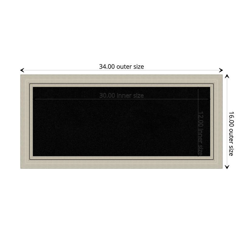 Romano Silver Narrow Wood Framed Black Corkboard Bulletin Board - Board Size 30x12