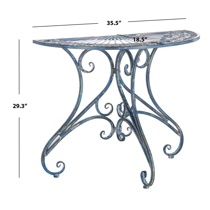 SAFAVIEH Outdoor Tatyanna Annalise Iron Accent Table - 36"W x 19"D x 29"H