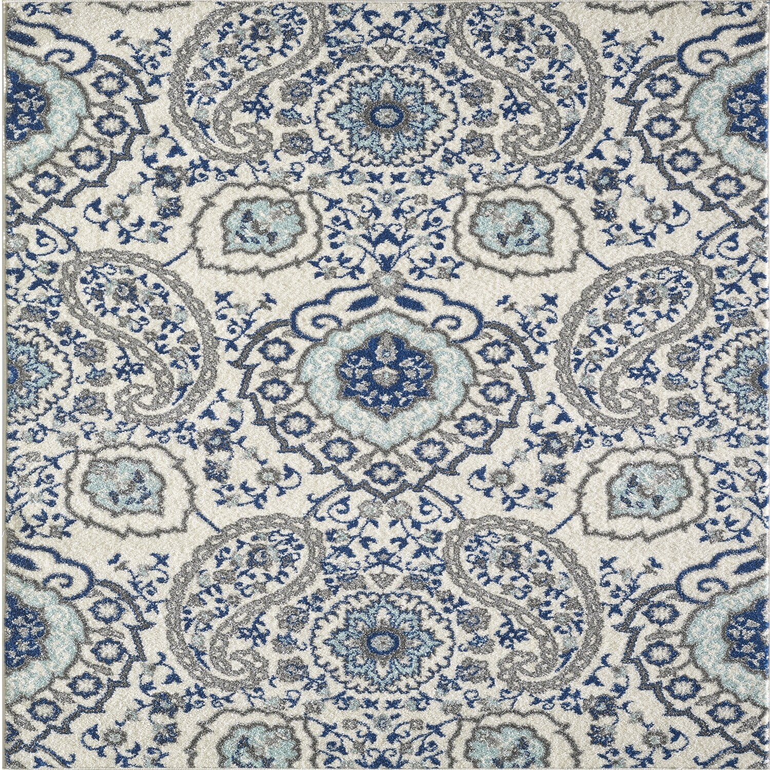 Totti Angel Cream/Blue 2x8 Paisley Rug - 2'X8' Rectangle - 2'X8' Rectangle