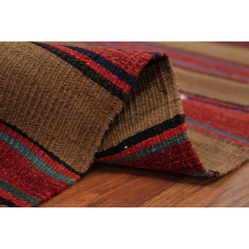 Hand Woven Oriental 100% Wool Carpet Southwestern Geometric Multi-Colored Kilim Area Rug - 8' 0'' X 5' 3''
