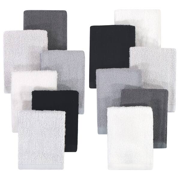slide 1 of 1, Hudson Baby Unisex Rayon from Bamboo Woven Washcloths 12pk, Black White - Black White - One Size One Size - Black White