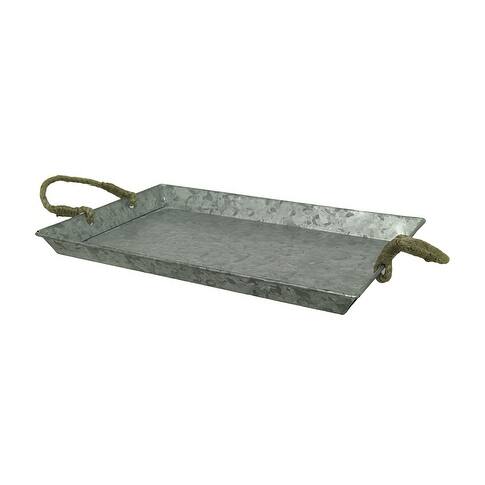 Galvanized Metal Rustic Serving Tray W Jute Rope Handles Set Of 2 1 5 X 20 14 Inches Galvanized Metal Rustic Serving Tray W Jute Rope Handles Set Of 2 1 5 X 20 14 Inches
