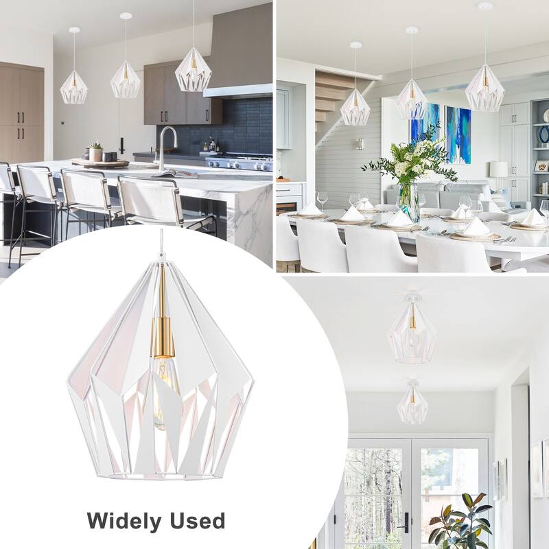 Industrial Geometric Metal Pendant Light Hanging Kitchen Fixture - Dia.12-in