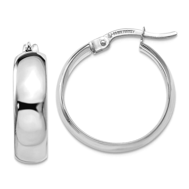 Curata 10k Yellow or White Gold Polished Hinged 19x4.6mm Round Hoop Earrings