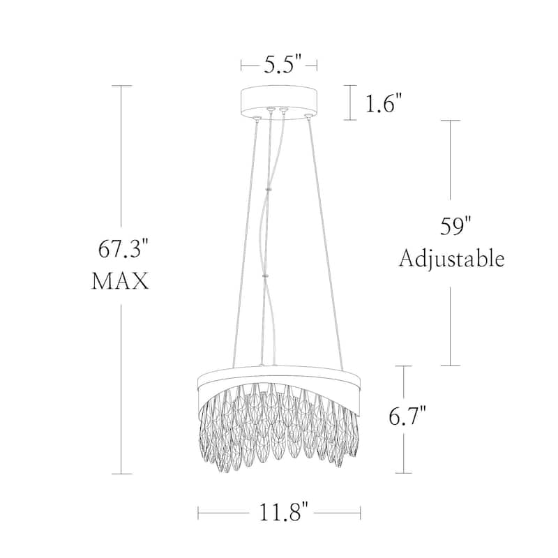 Modern Crystal LED Drum Mini Chandelier Pendant for Kitchen Island Bedroom - 11.8"D x 6.7"H