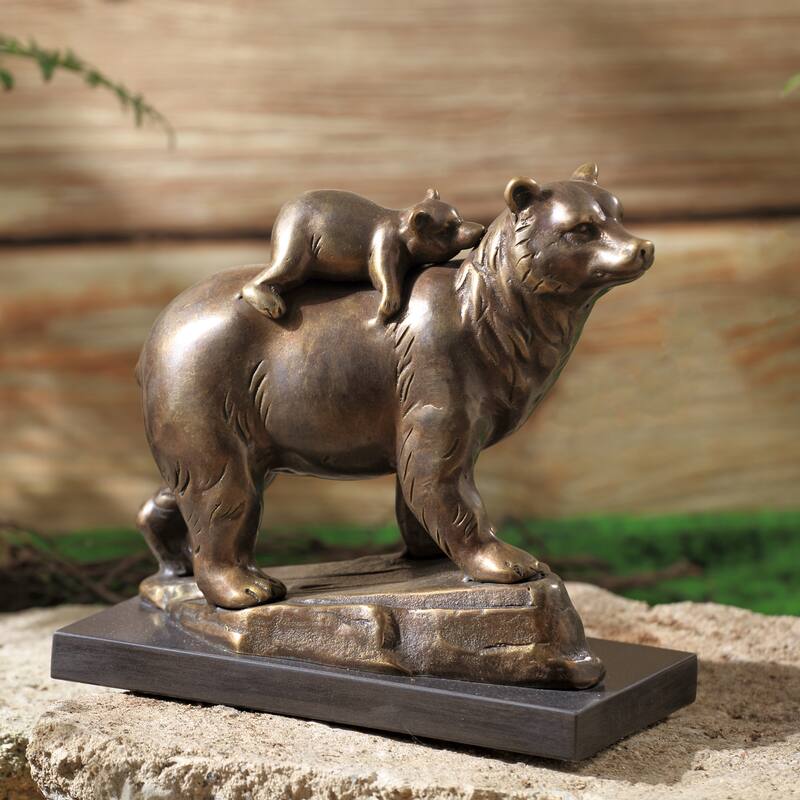 Spi Naptime Bear And Cub 8" X 8" X 4" 8 Lbs. Brass Marble - 8 X 8 X 4 inches